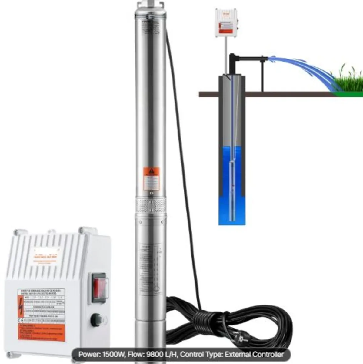 Deep Well Submersible Pump,1500W 230V 50Hz,9.8 m - Image 1