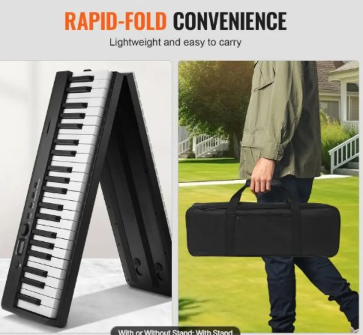 88 Key Folding Keyboard Piano, Bluetooth & MIDI, - Image 2