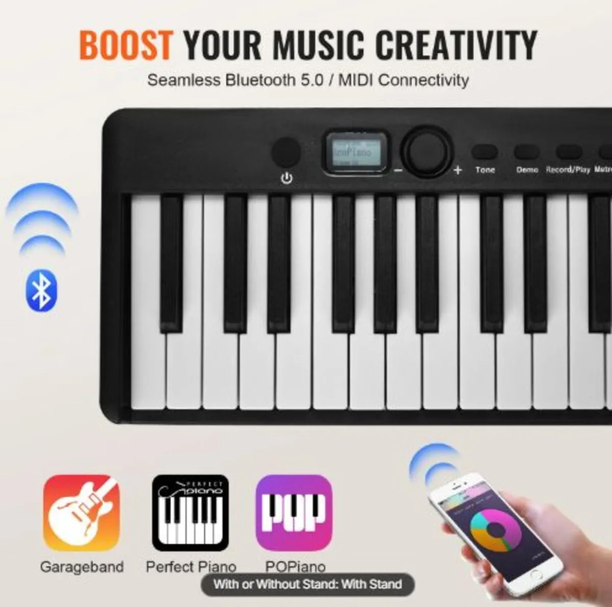 88 Key Folding Keyboard Piano, Bluetooth & MIDI, - Image 4