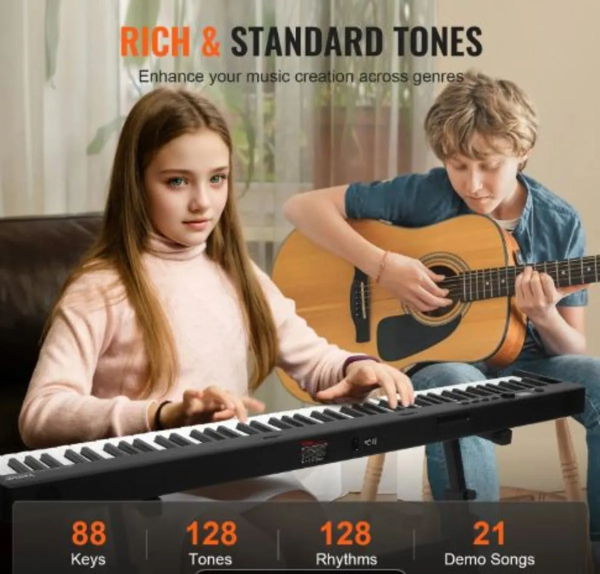 88 Key Folding Keyboard Piano, Bluetooth & MIDI, - Image 3