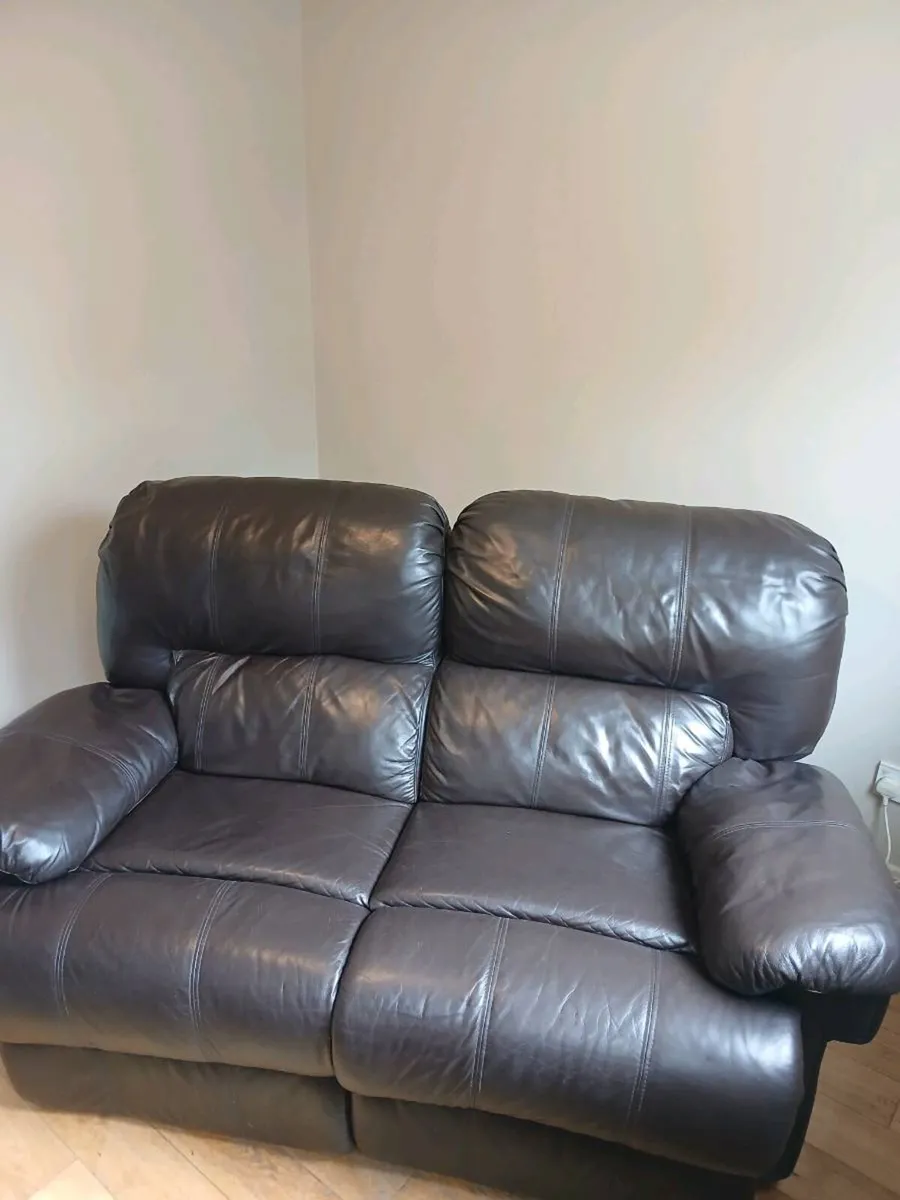 Brown leather recliner couch - Image 2