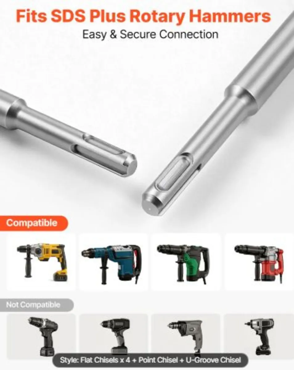 SDS Plus Chisel Set, 6pcs SDS Plus Rotary Hammer - Image 3