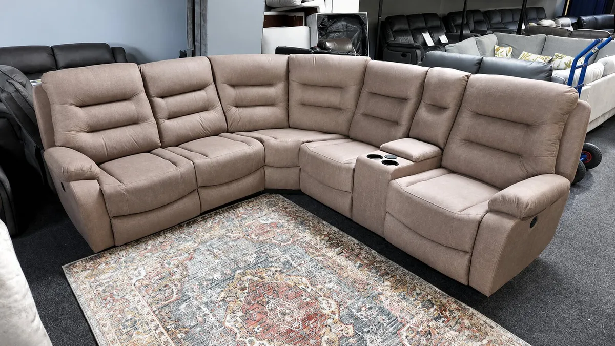 Ashford Electric Truffle & Grey Recliner Sofa - Image 1