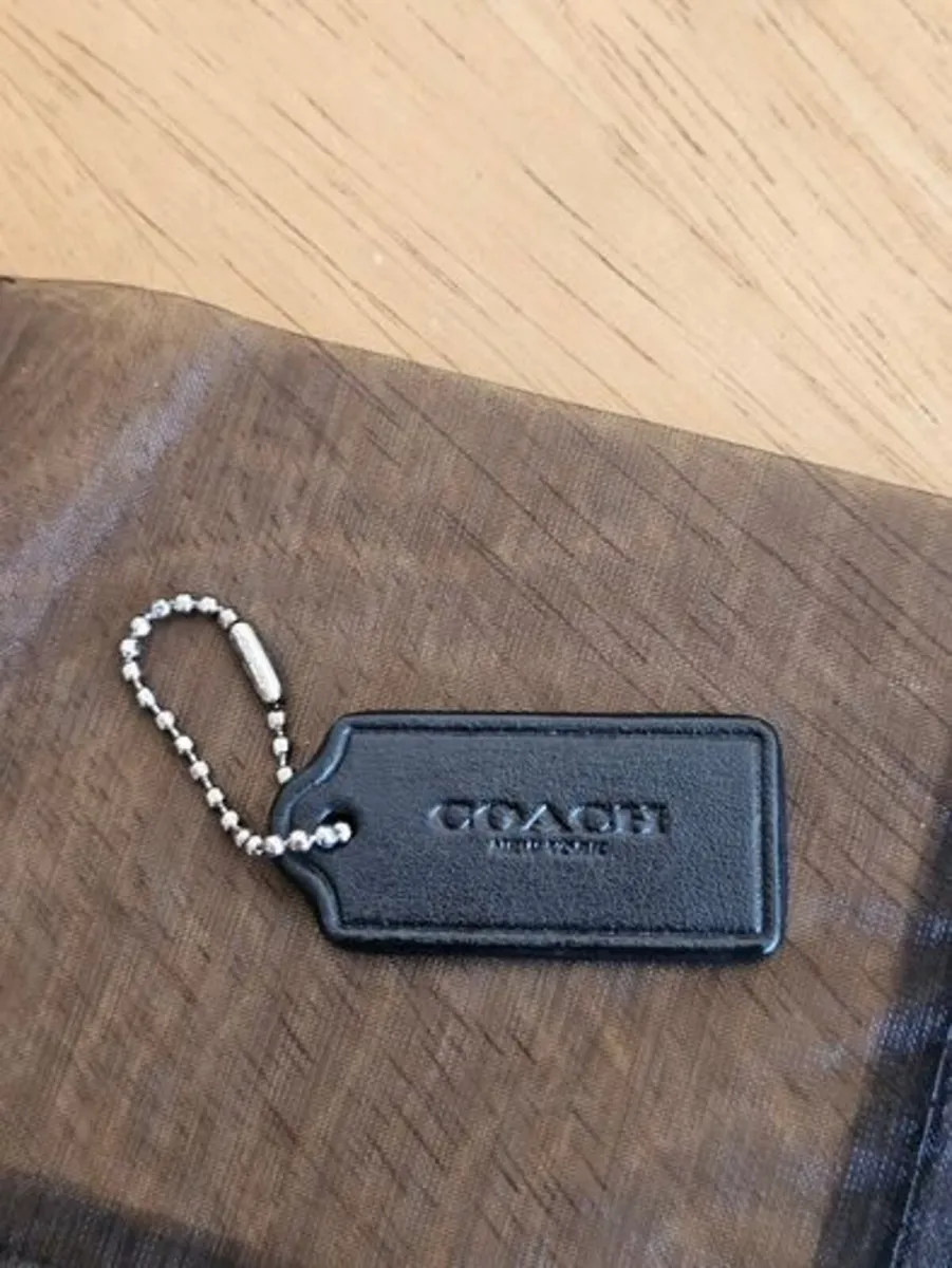 Coach Small Black/Brown Leather Bag Tag / / NEW - Image 3