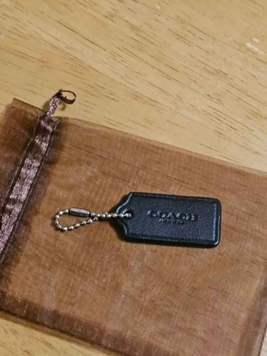 Coach Small Black/Brown Leather Bag Tag / / NEW - Image 1