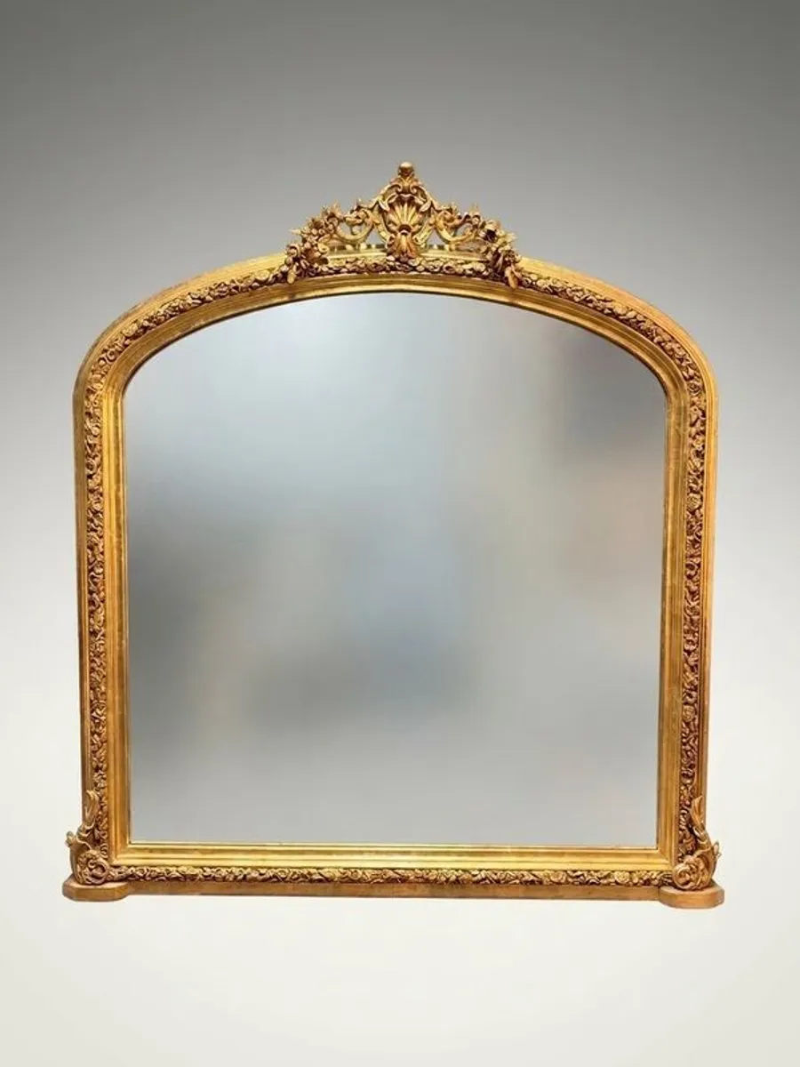 Large Victorian Style Giltwood Overmantel Mirror - Image 1