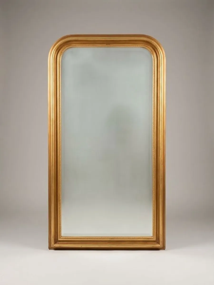 Tall Freestanding French Style Arched Giltwood Mirror - Image 1