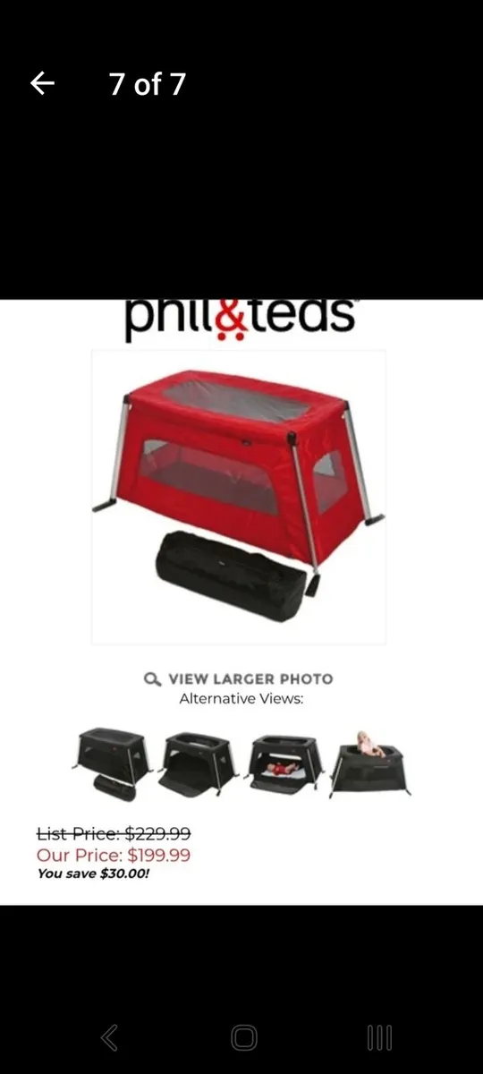 Phil and ted traveller travel cot - Image 1