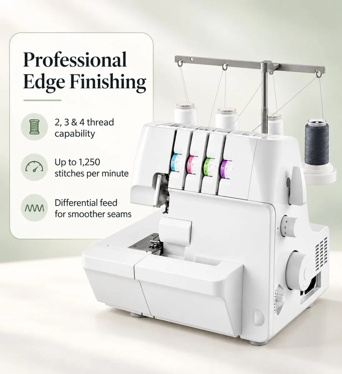 2 3 4 Thread Overlocker Sewing Machine with Differ - Image 1