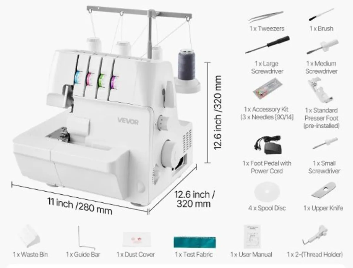2 3 4 Thread Overlocker Sewing Machine with Differ - Image 4