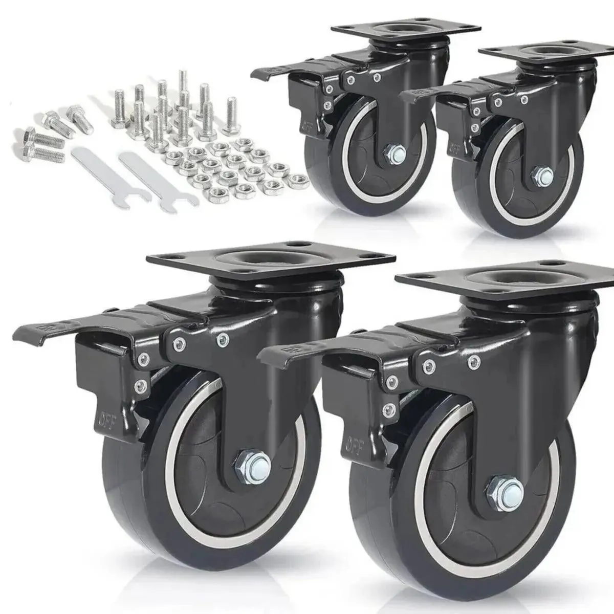 4x Heavy Duty Castor Wheels with 600kg Capacity - Image 1