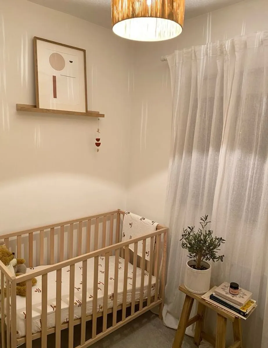 Oak cot and ikea changing table - Image 1