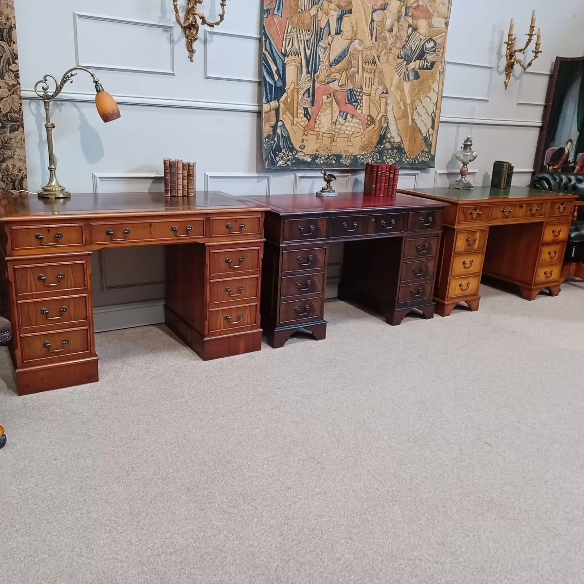 Victorian-style Leather top pedestal desks - Image 1