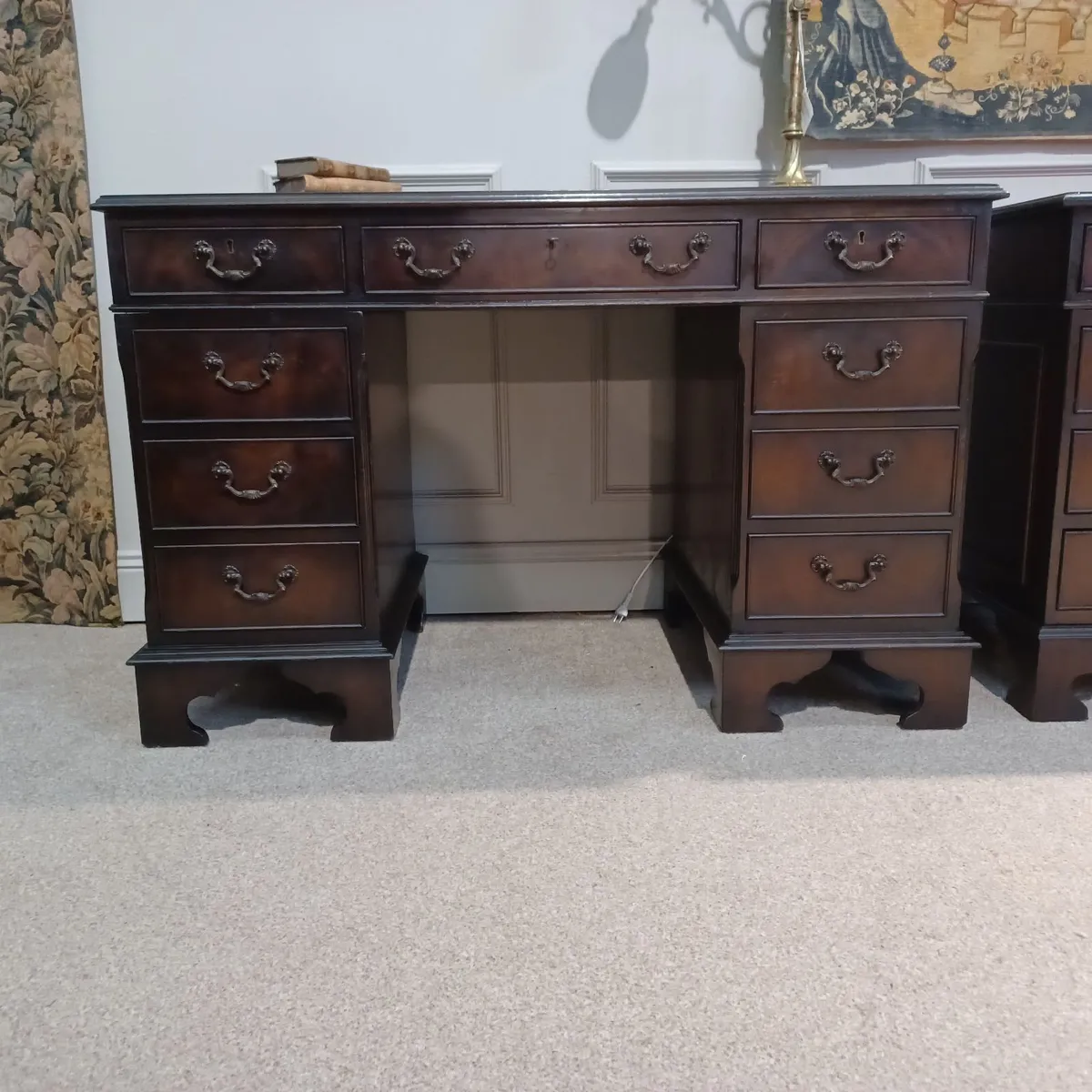Victorian-style Leather top pedestal desks - Image 2