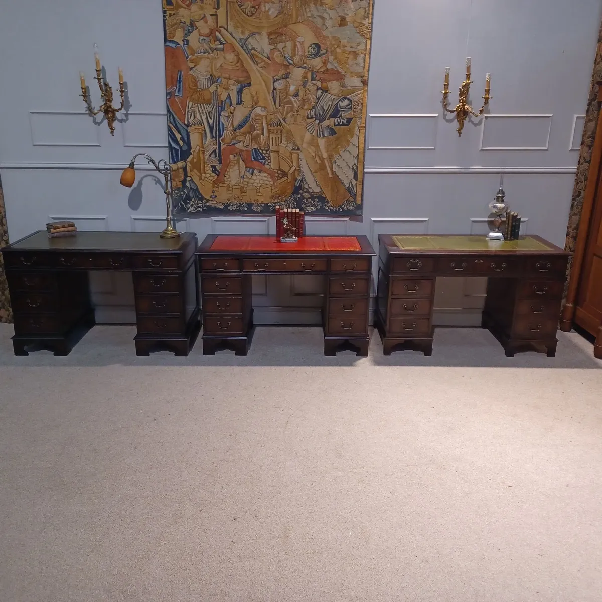 Victorian-style Leather top pedestal desks - Image 1