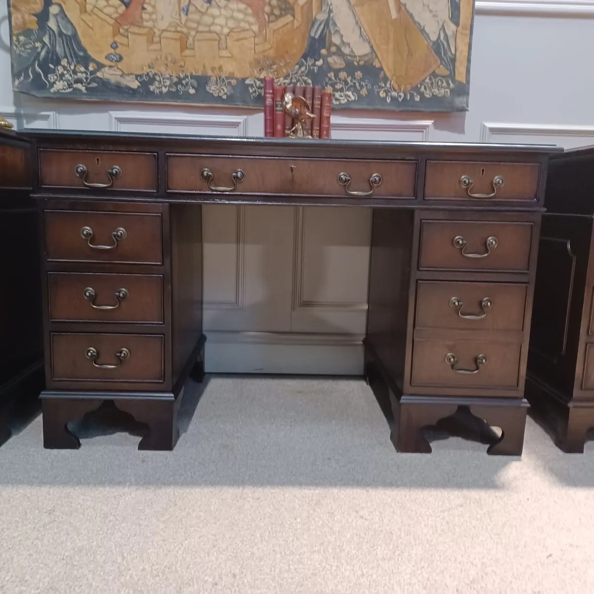 Victorian-style Leather top pedestal desks - Image 4