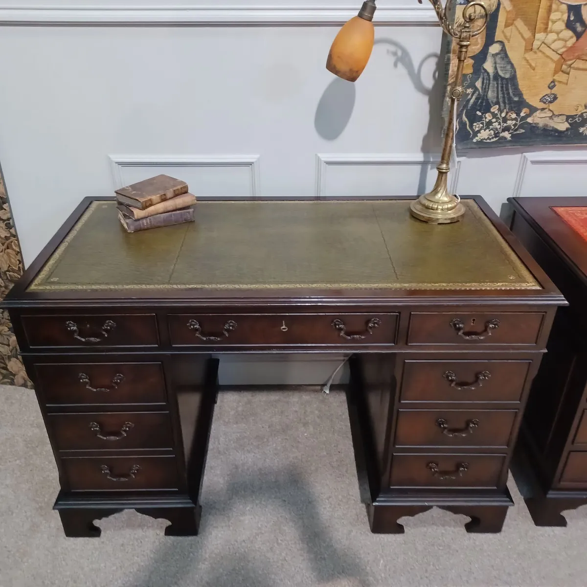 Victorian-style Leather top pedestal desks - Image 3