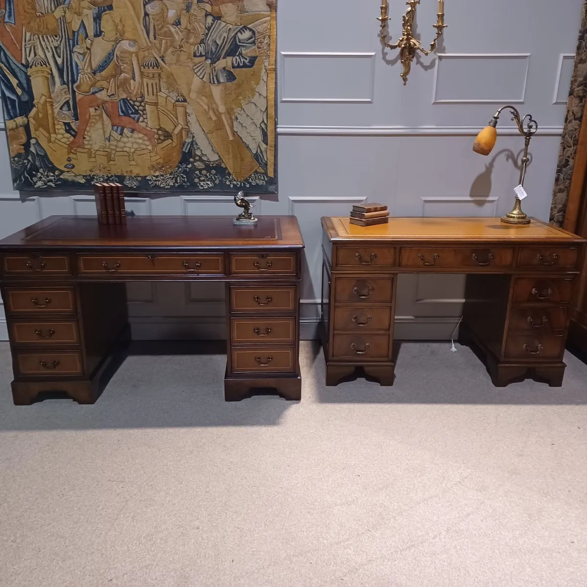 Victorian-style Leather top pedestal desks - Image 1