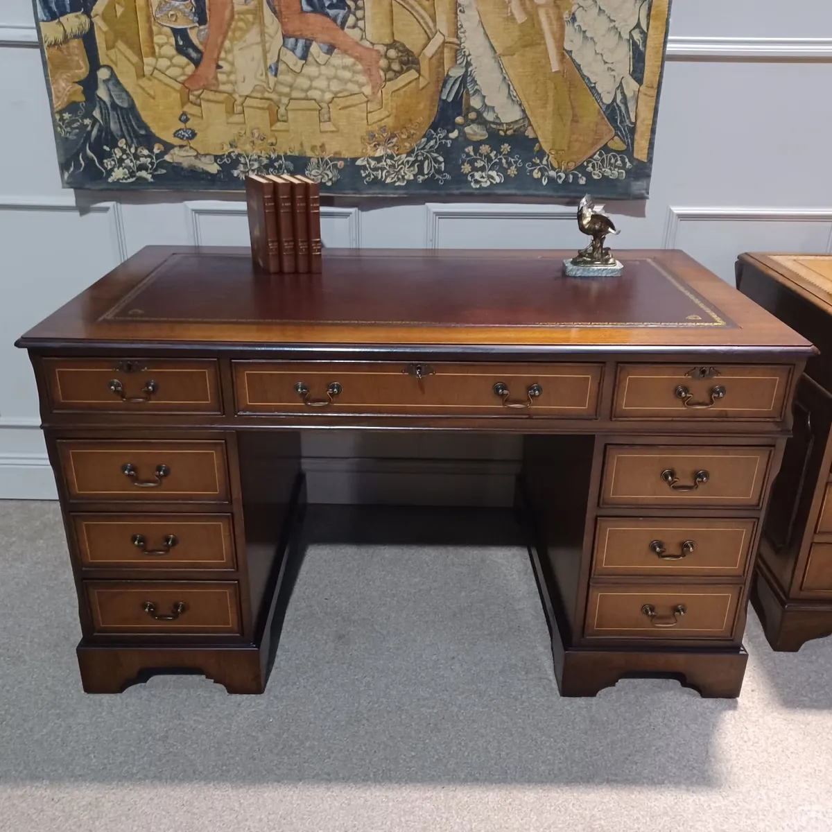 Victorian-style Leather top pedestal desks - Image 3