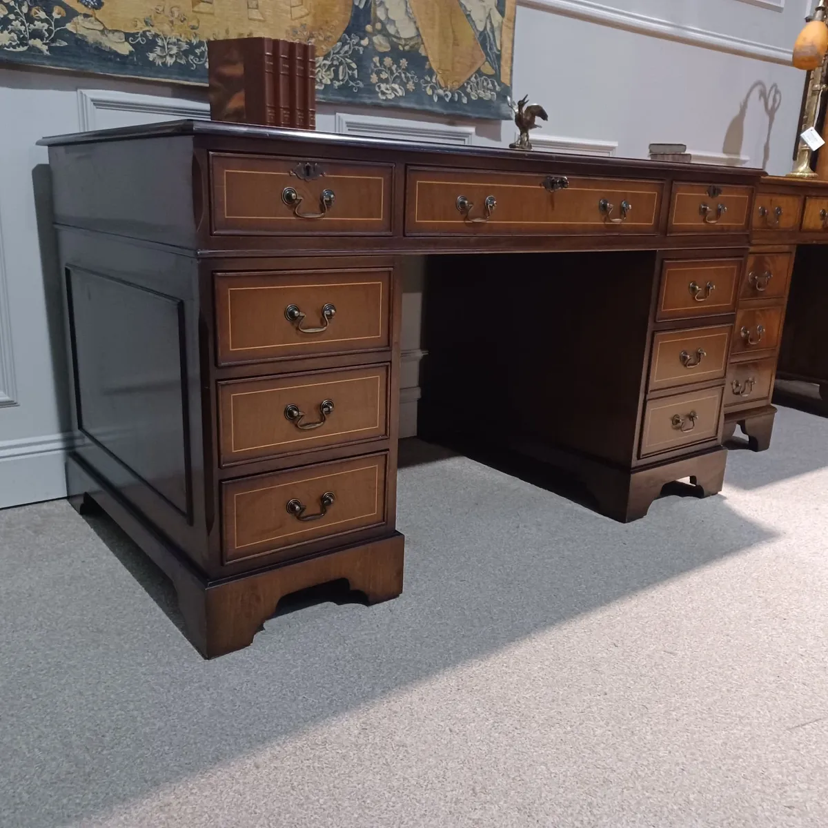 Victorian-style Leather top pedestal desks - Image 4