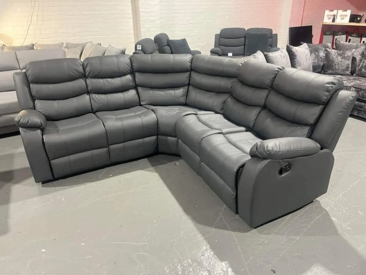Roma Manual Corner Leather Recliner Sofa - Image 4