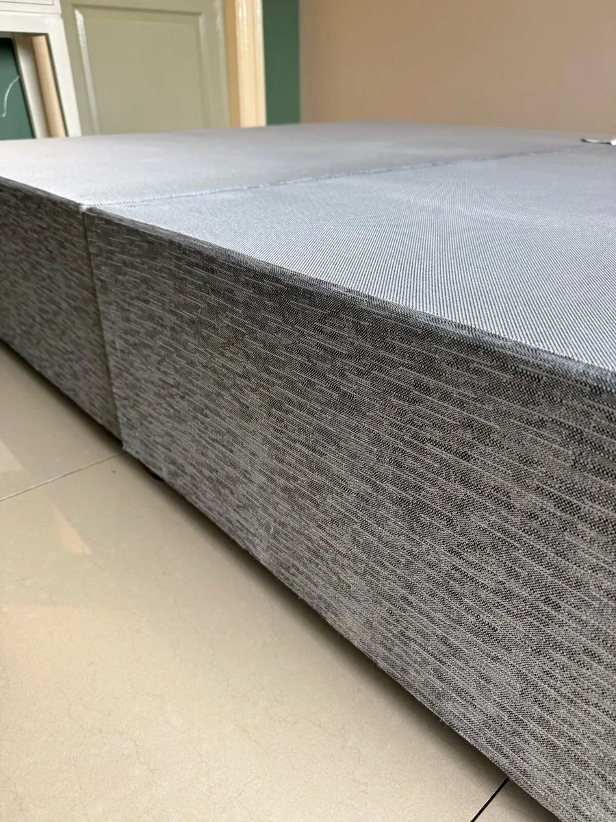 King size grey fabric divan base - Image 3