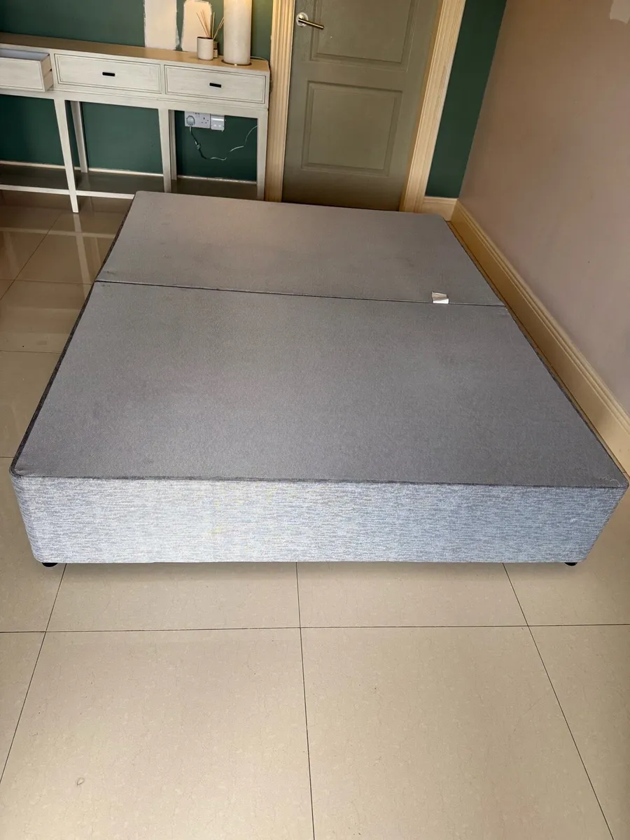 King size grey fabric divan base - Image 2