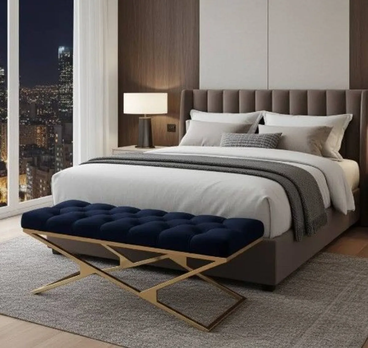 Metal-Framed Velvet Bench 100x40cm Modern X-Frame - Image 2
