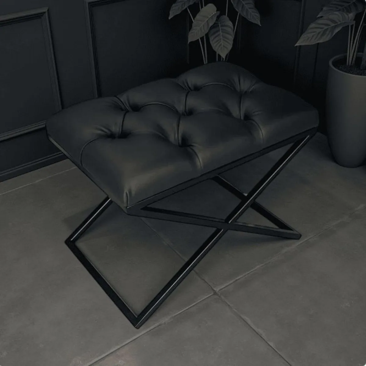 Modern Velvet Ottoman with Metal Frame Upholstered - Image 2