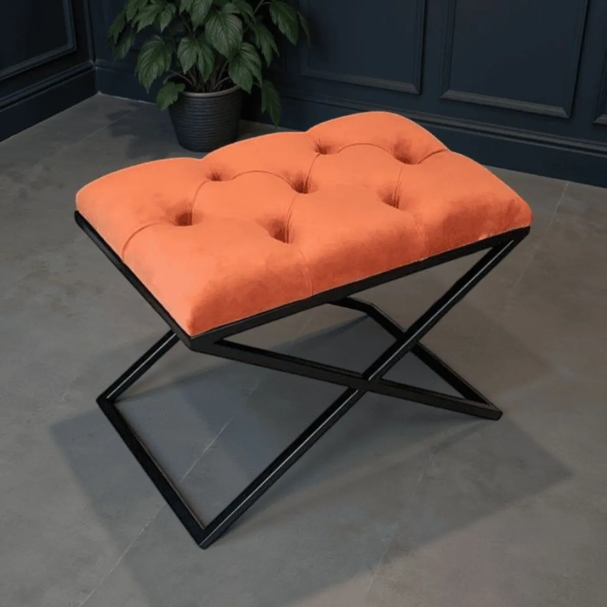 Modern Velvet Ottoman with Metal Frame Upholstered - Image 4