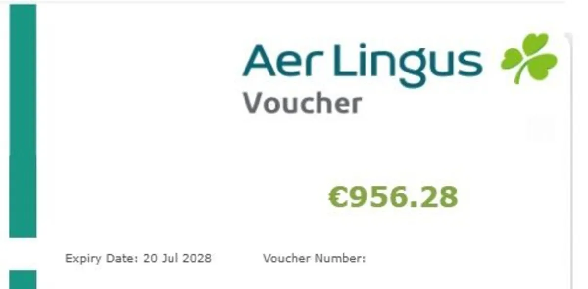 Aer Lingus Voucher - €956 value - until July 2028