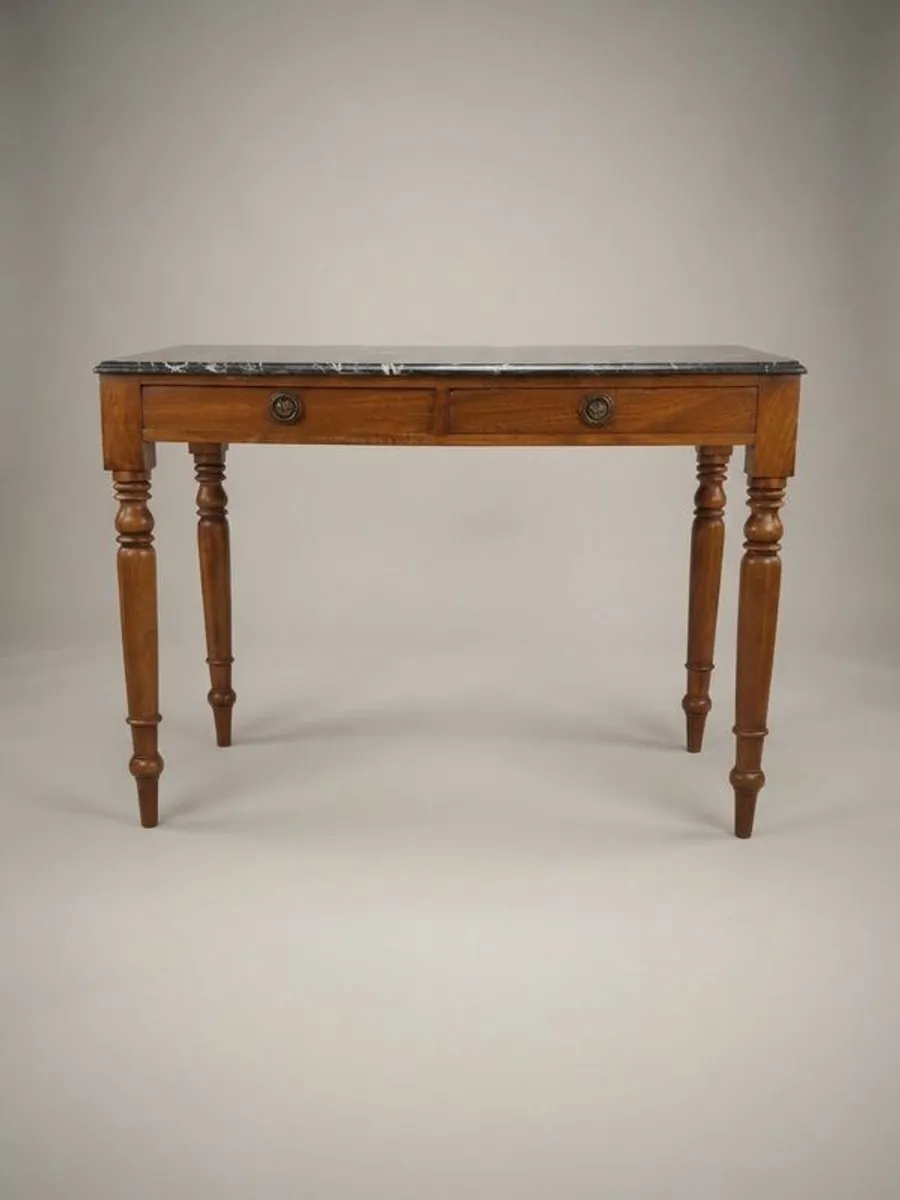 19th-Century Mahogany & Marble Top Side Table - Image 1