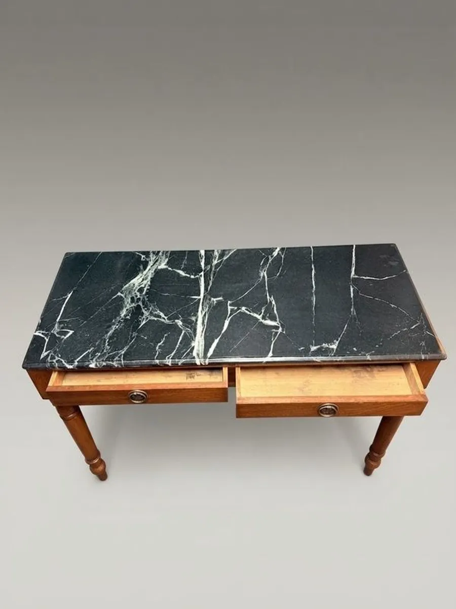 19th-Century Mahogany & Marble Top Side Table - Image 2