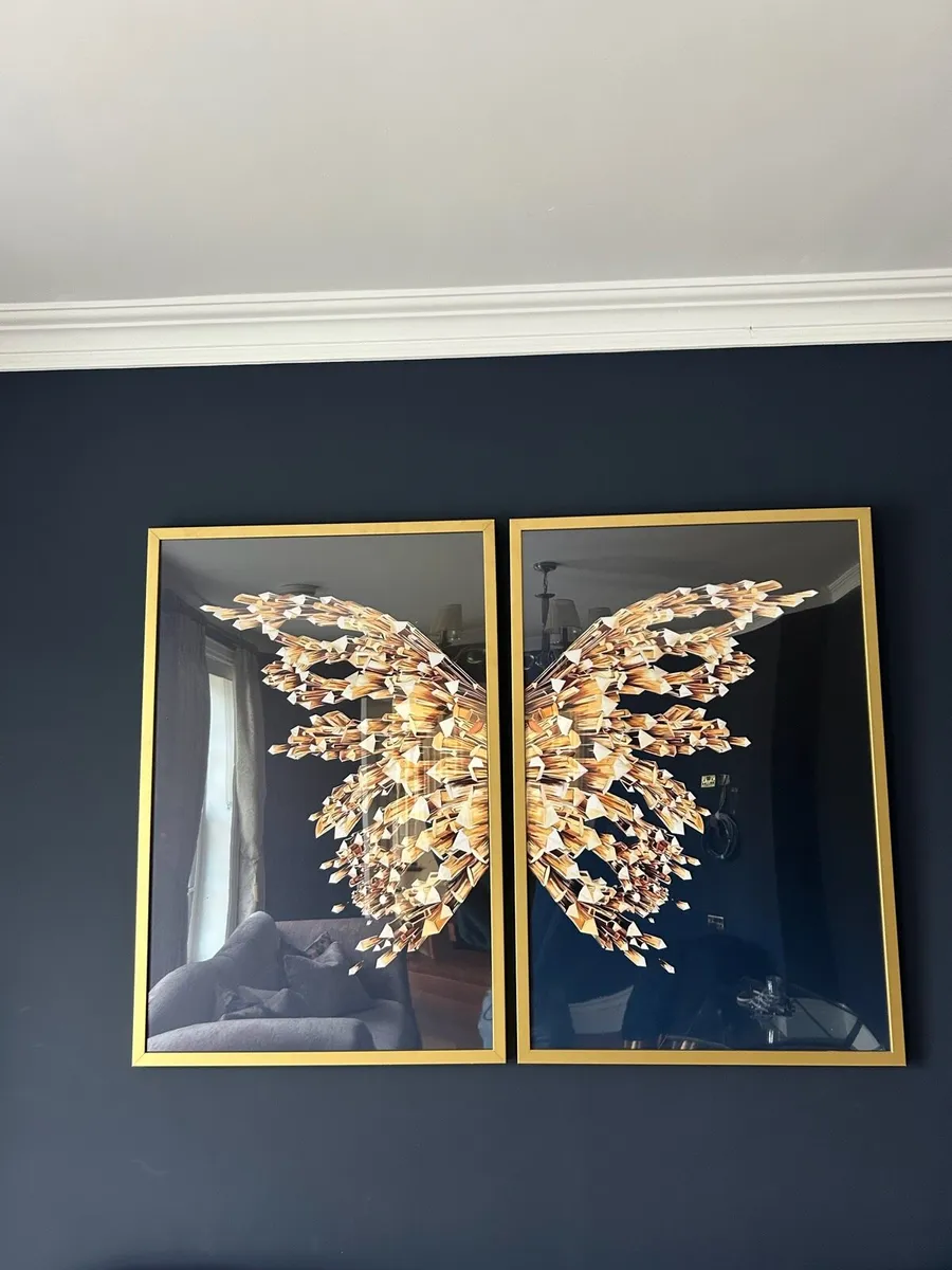 2 60x90cm butterfly framed pictures - Image 1