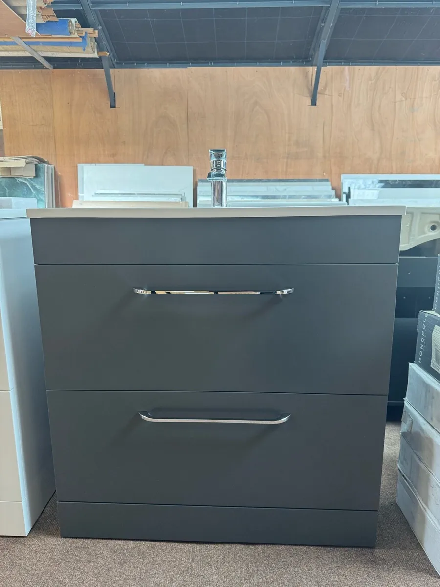 Brand New 800mm Grey Vanity , Basin & Tap - Image 1