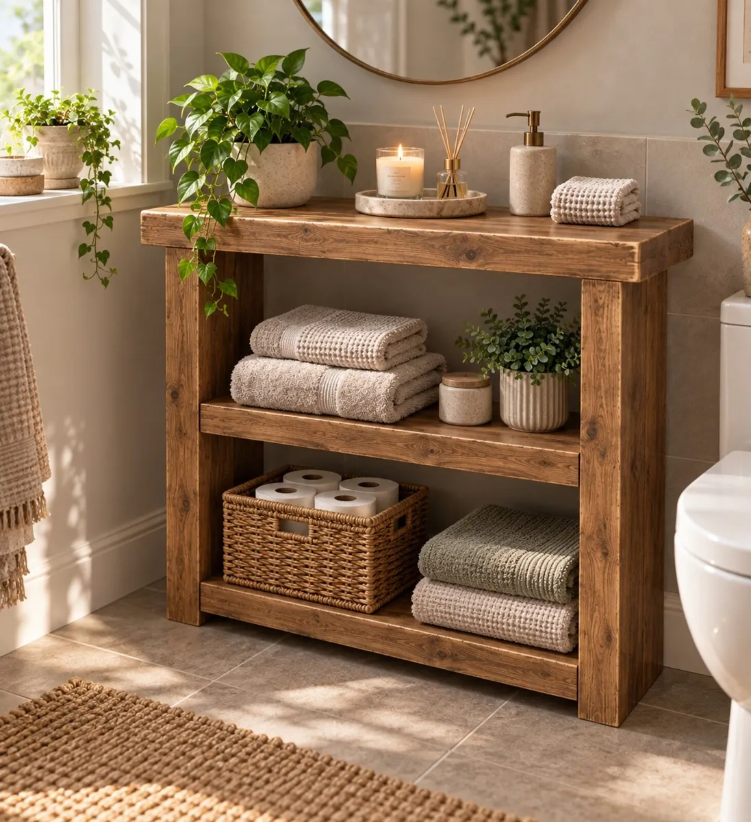 Handmade Rustic Bathroom Storage Unit - Image 1