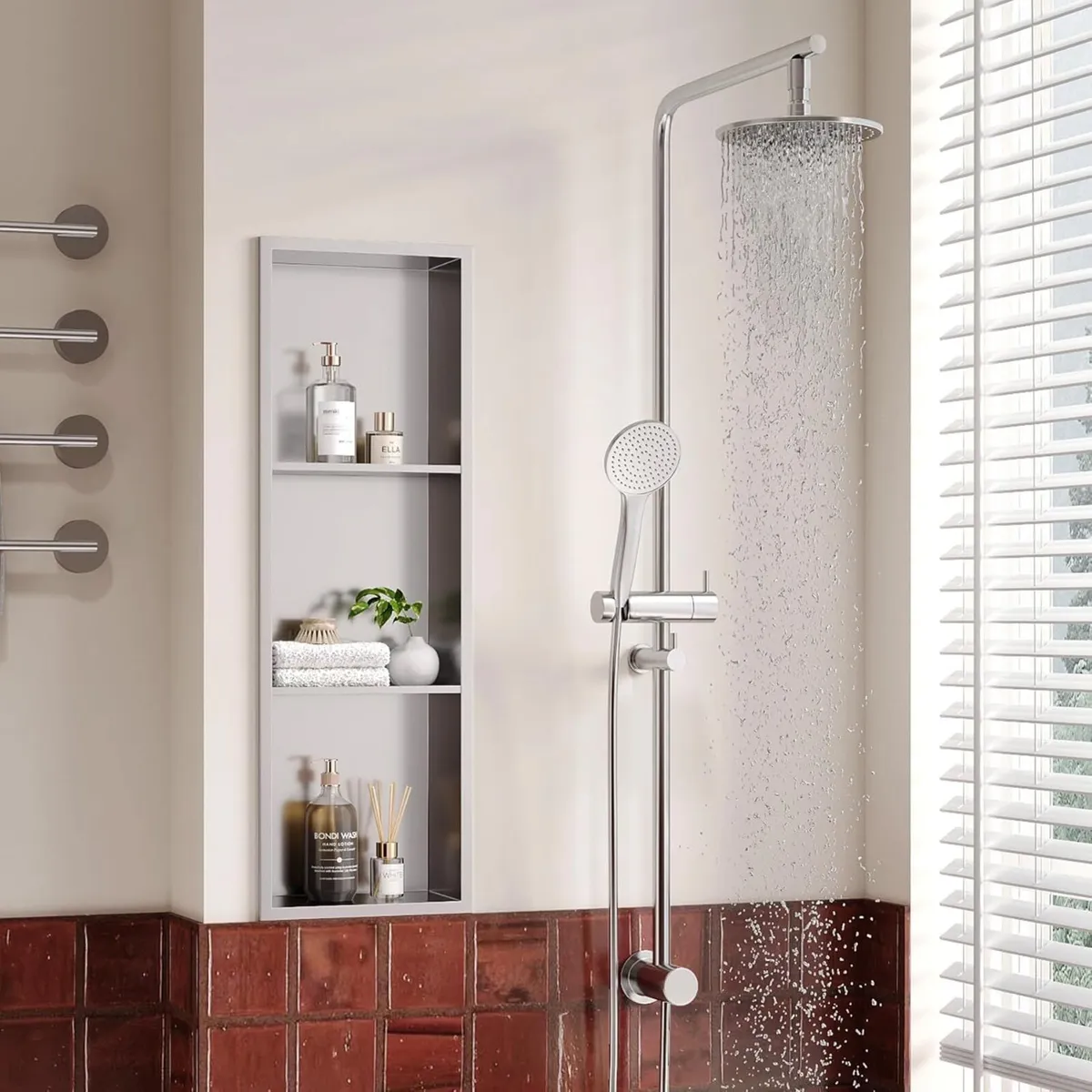 Stainless Steel Shower Niche Recessed 3-Tier - Image 1