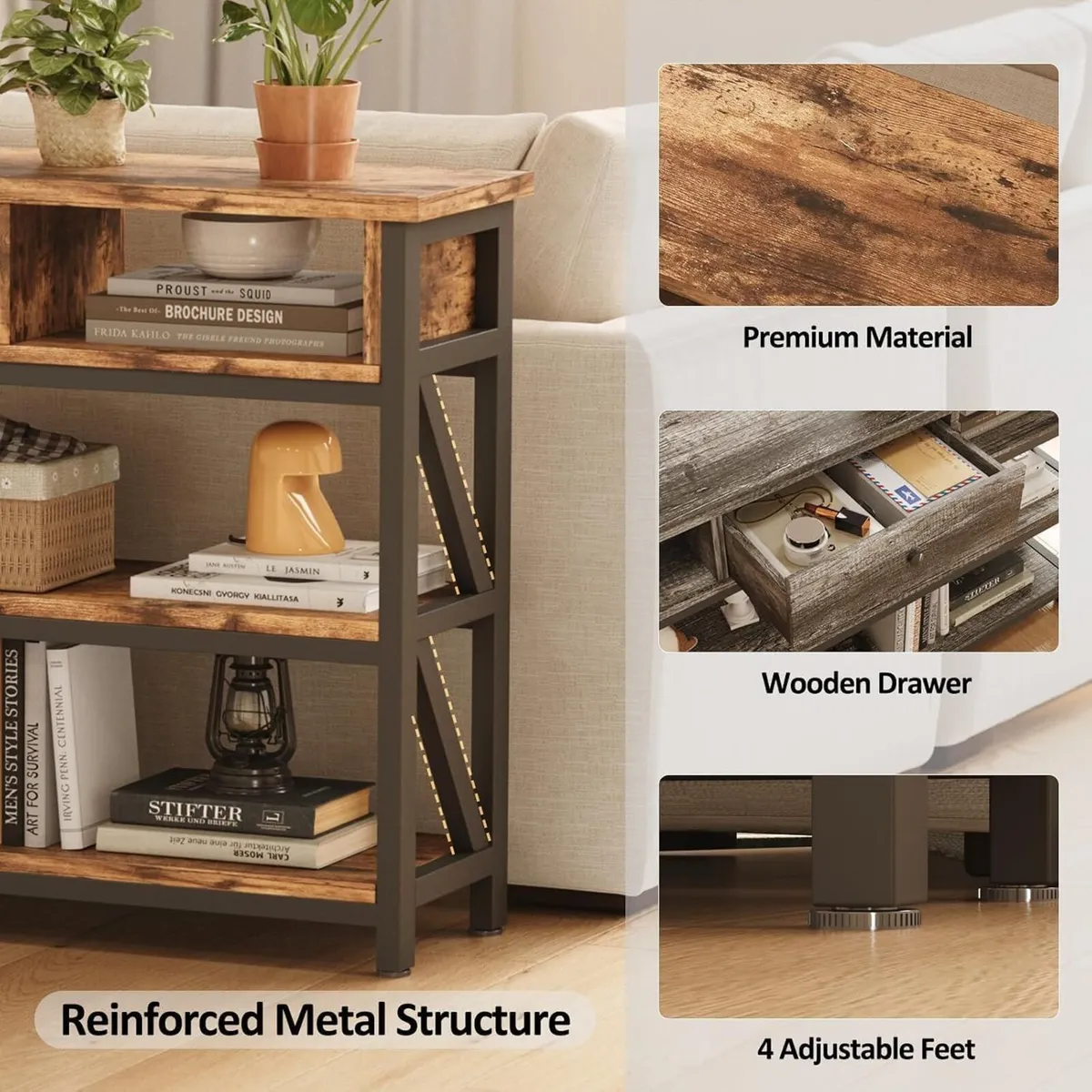 Console Table with Drawer Shelves 100CM Hallway - Image 4