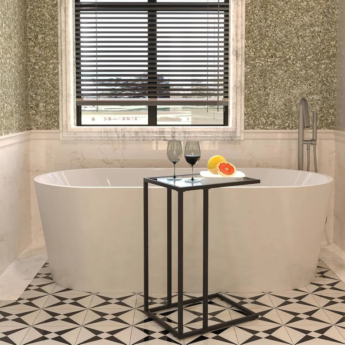 C Shaped End Table Set Glass Side - Image 2
