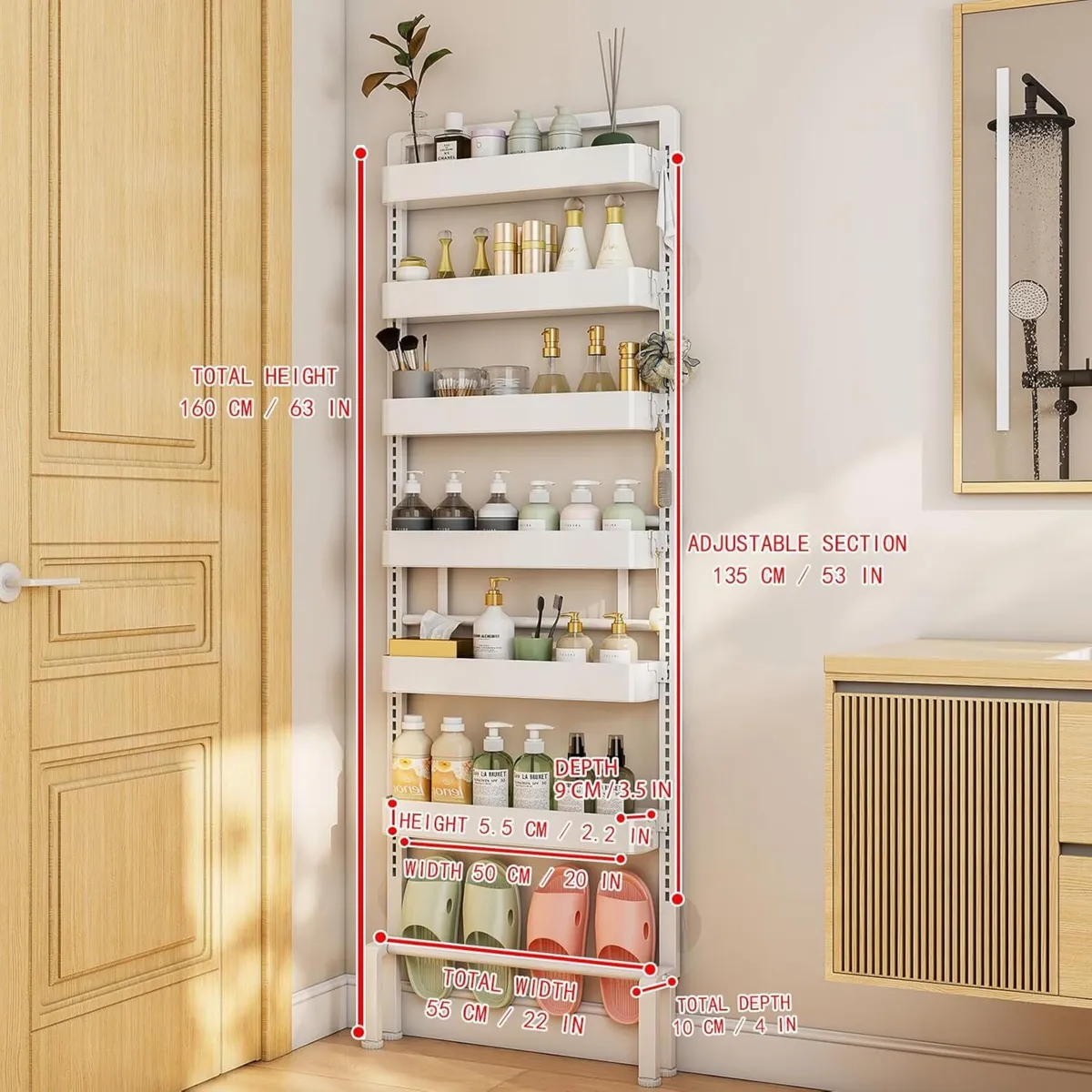 Behind Door Storage Organiser Rack 6 Tier - Image 2