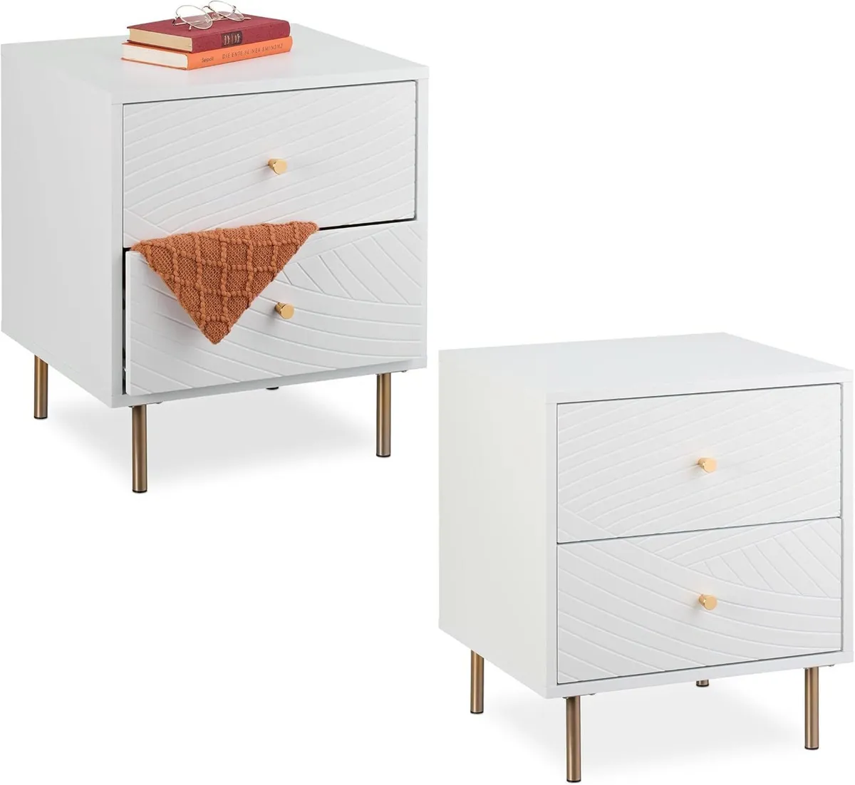 2 Drawers Bedside Cabinet Bedroom Side Table (Set - Image 1