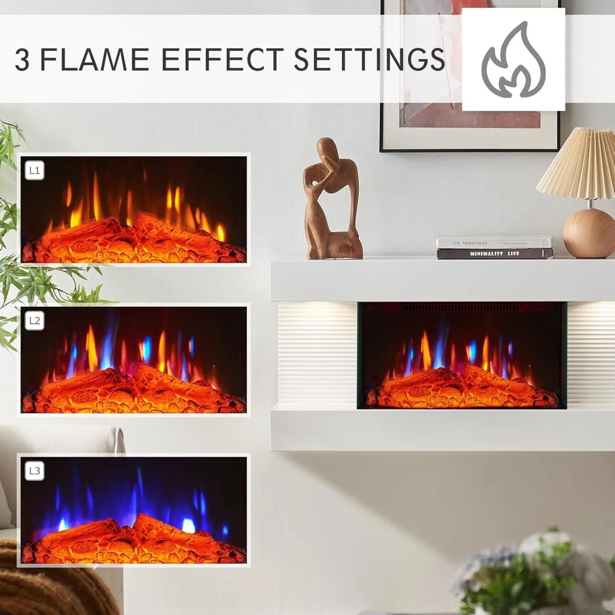32" Wall Mounted Fireplace All-In-One - Image 4