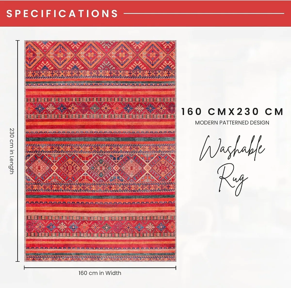 Washable Area Rugs for Living Room Traditional - Image 3