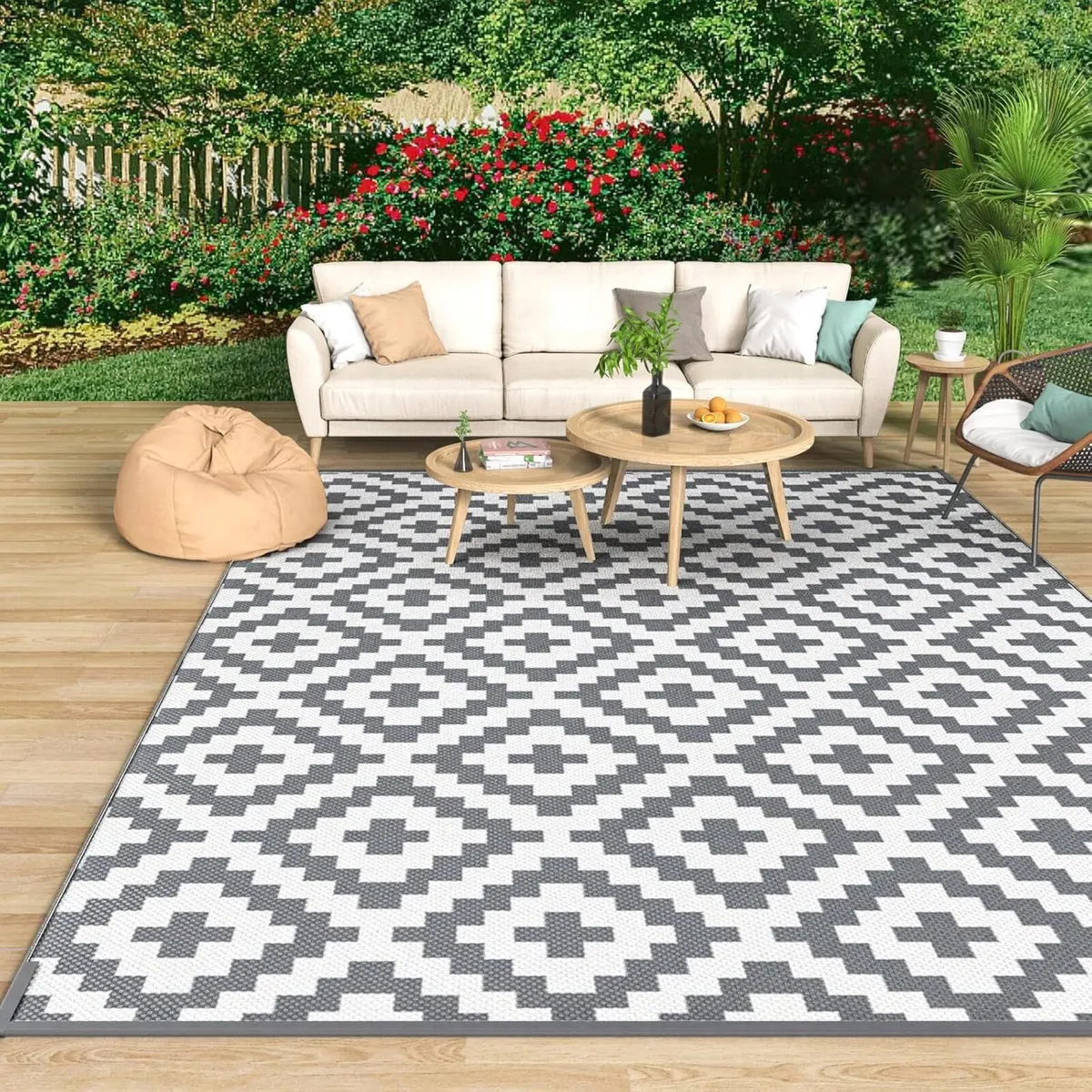 Large Outdoor Rug for Patios Waterproof Garden - Image 1