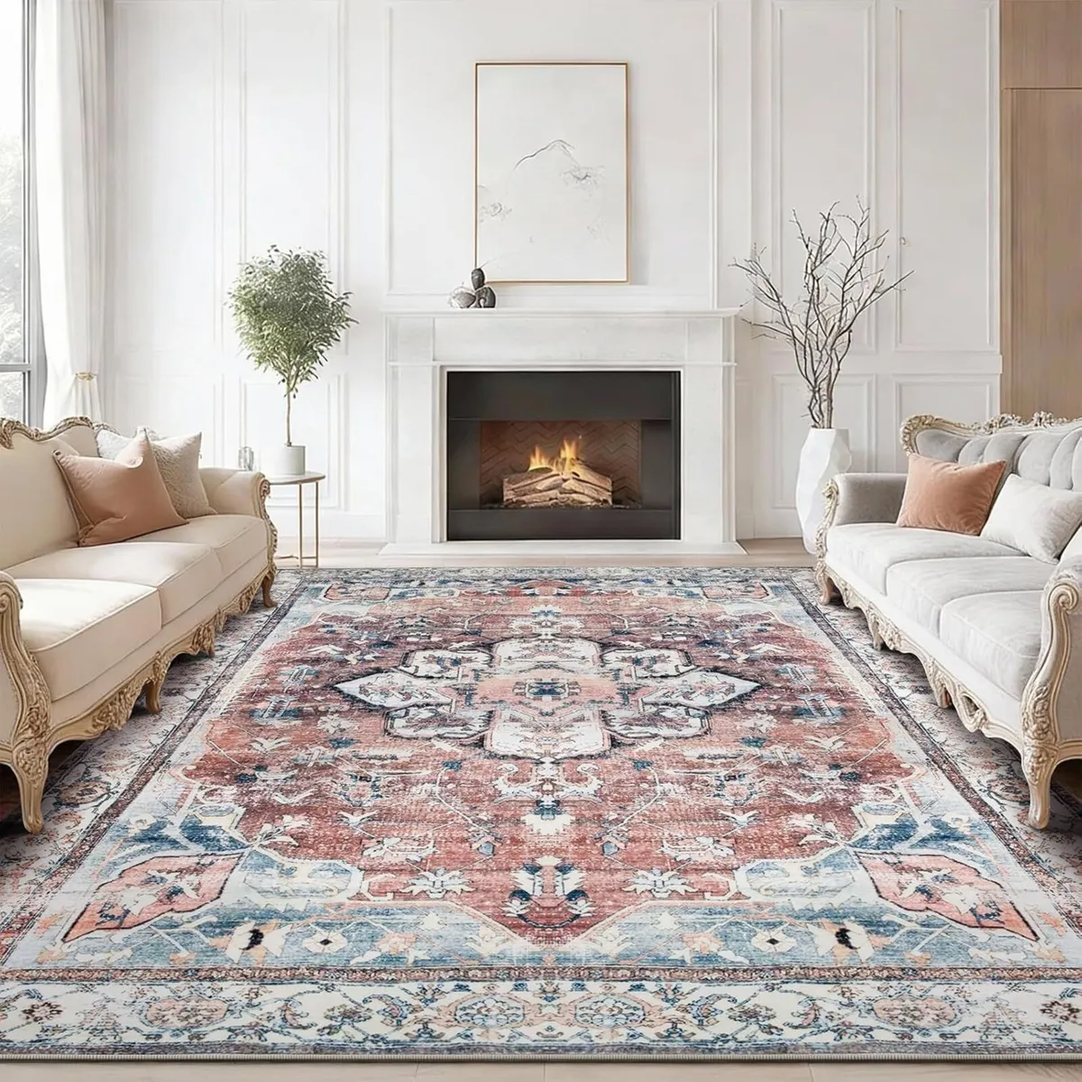Rugs Living Room Large Boho Rug Vintage Carpet - Image 1