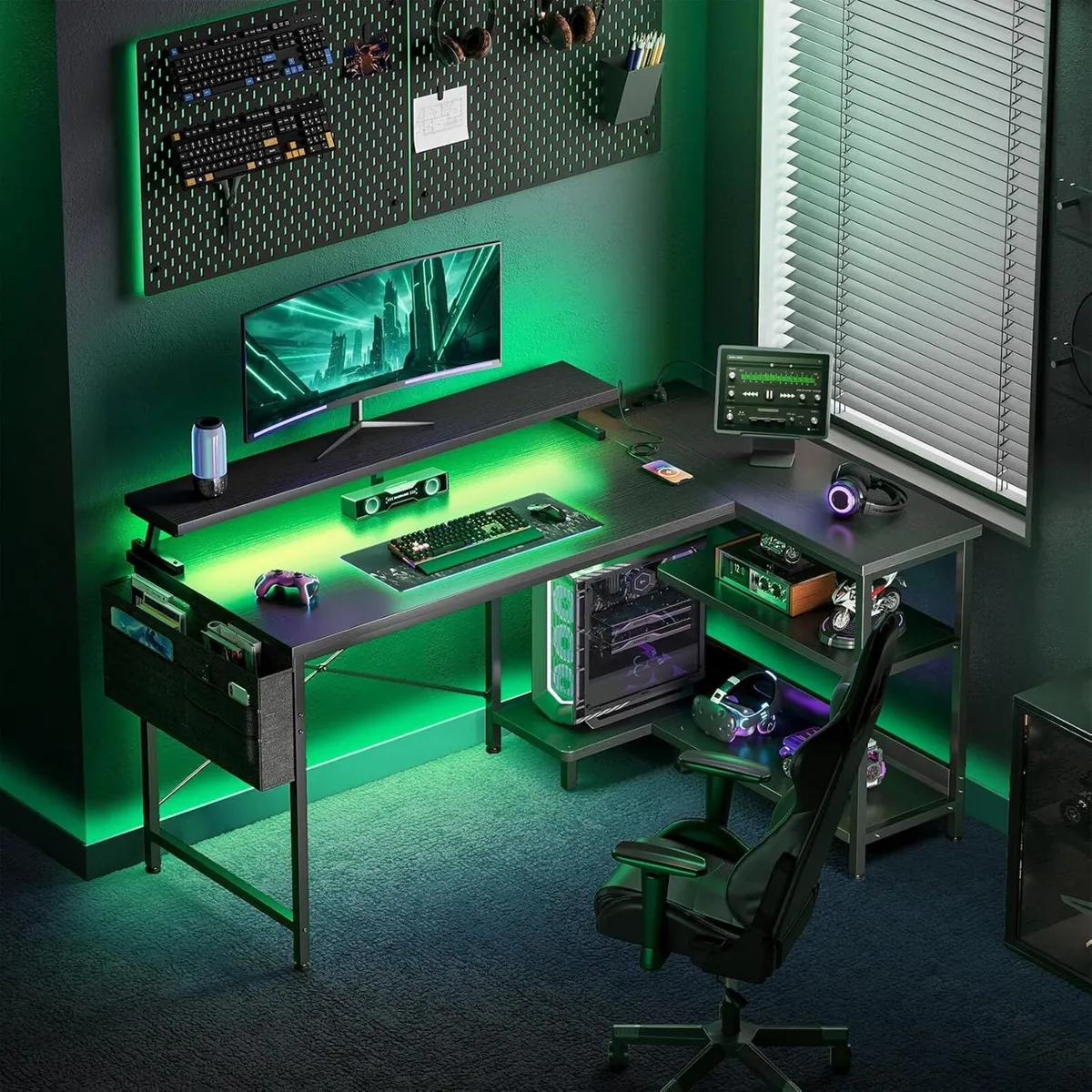 Corner Gaming Desk with LED 1 Reversible Socket - Image 2