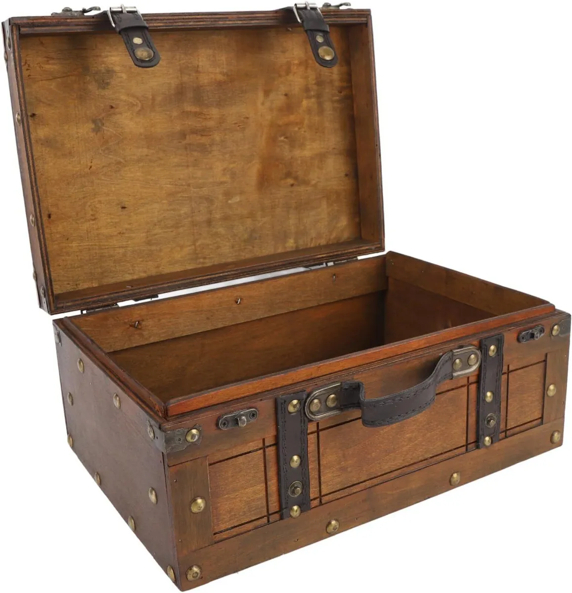 Distressed Wooden Chest Handbag Vintage Storage - Image 1