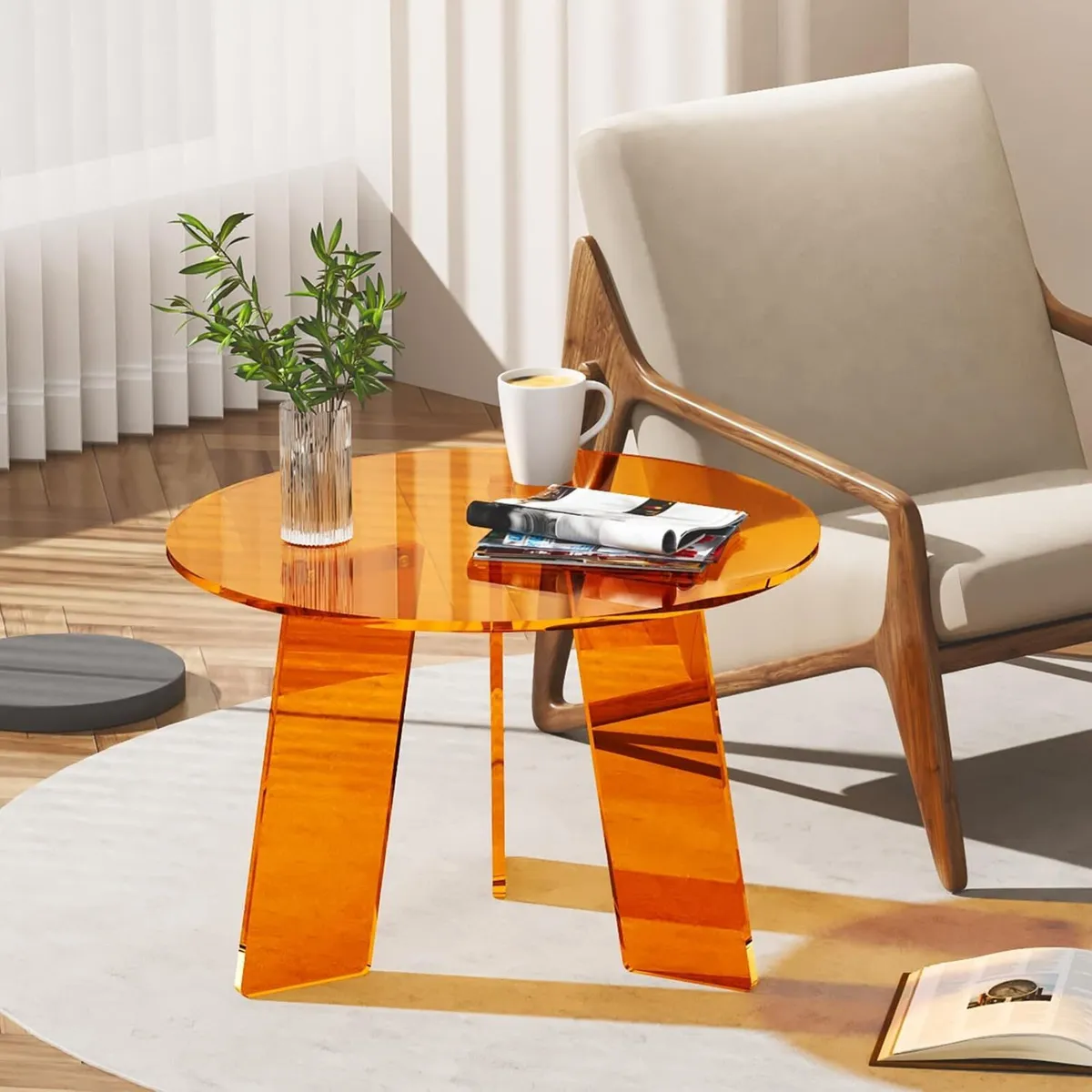 Acrylic Round Coffee Table Clear Circle Modern - Image 3