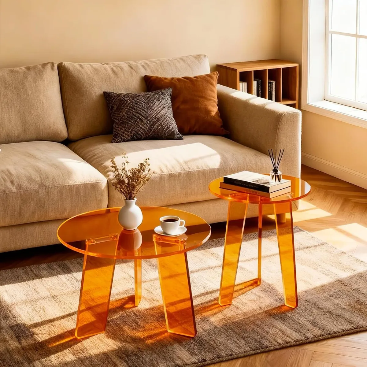 Acrylic Round Coffee Table Clear Circle Modern - Image 4