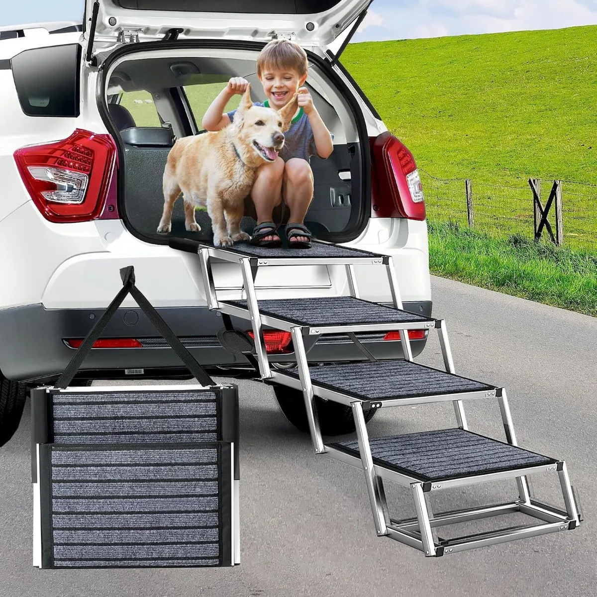 Extra Wide Dog Ramp for Cars Aluminium Step - Image 1